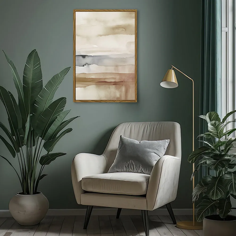Canvas Wall Art Stretched Over Wooden Frame with Floating Frame and Brown Sky Painting CV4133