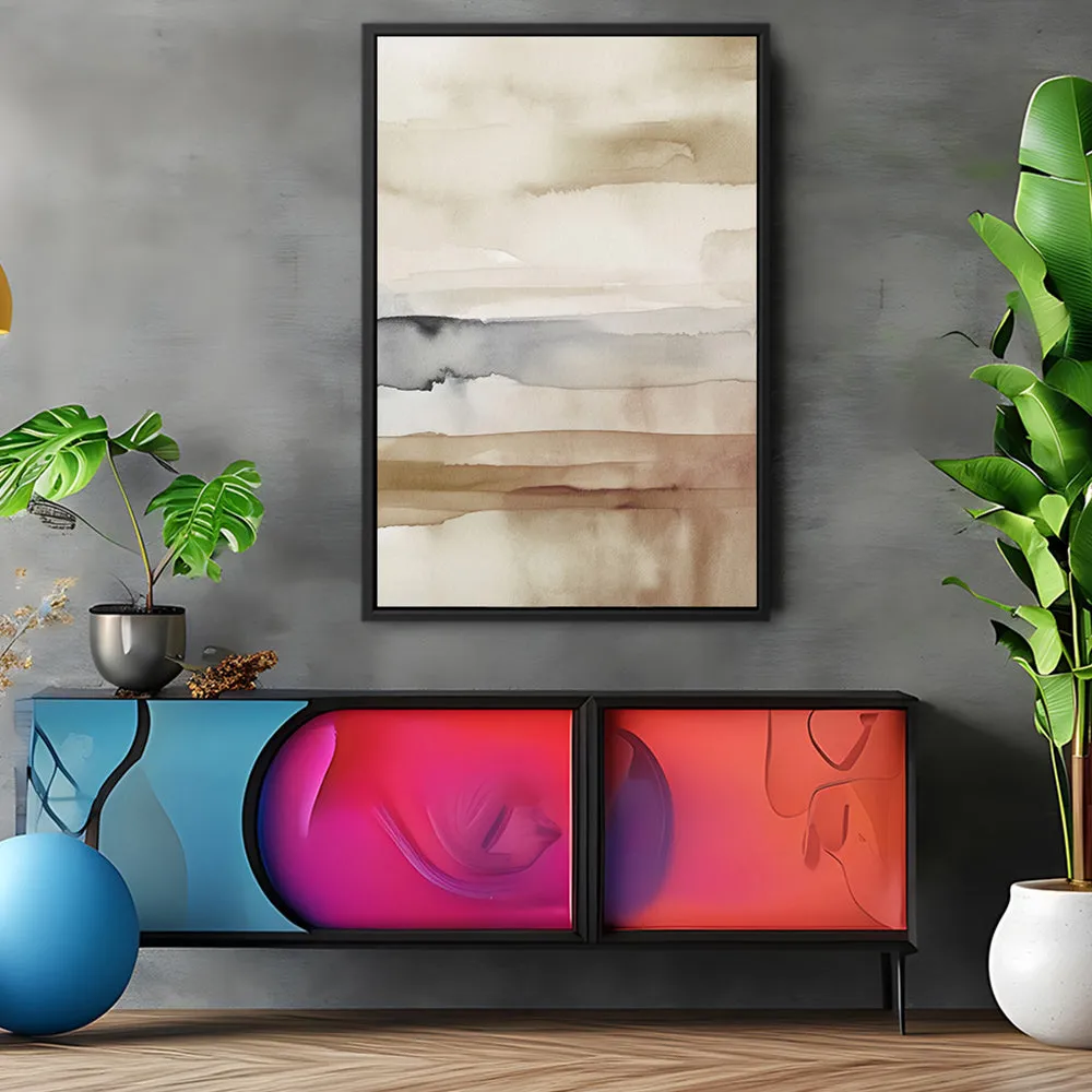 Canvas Wall Art Stretched Over Wooden Frame with Floating Frame and Brown Sky Painting CV4133