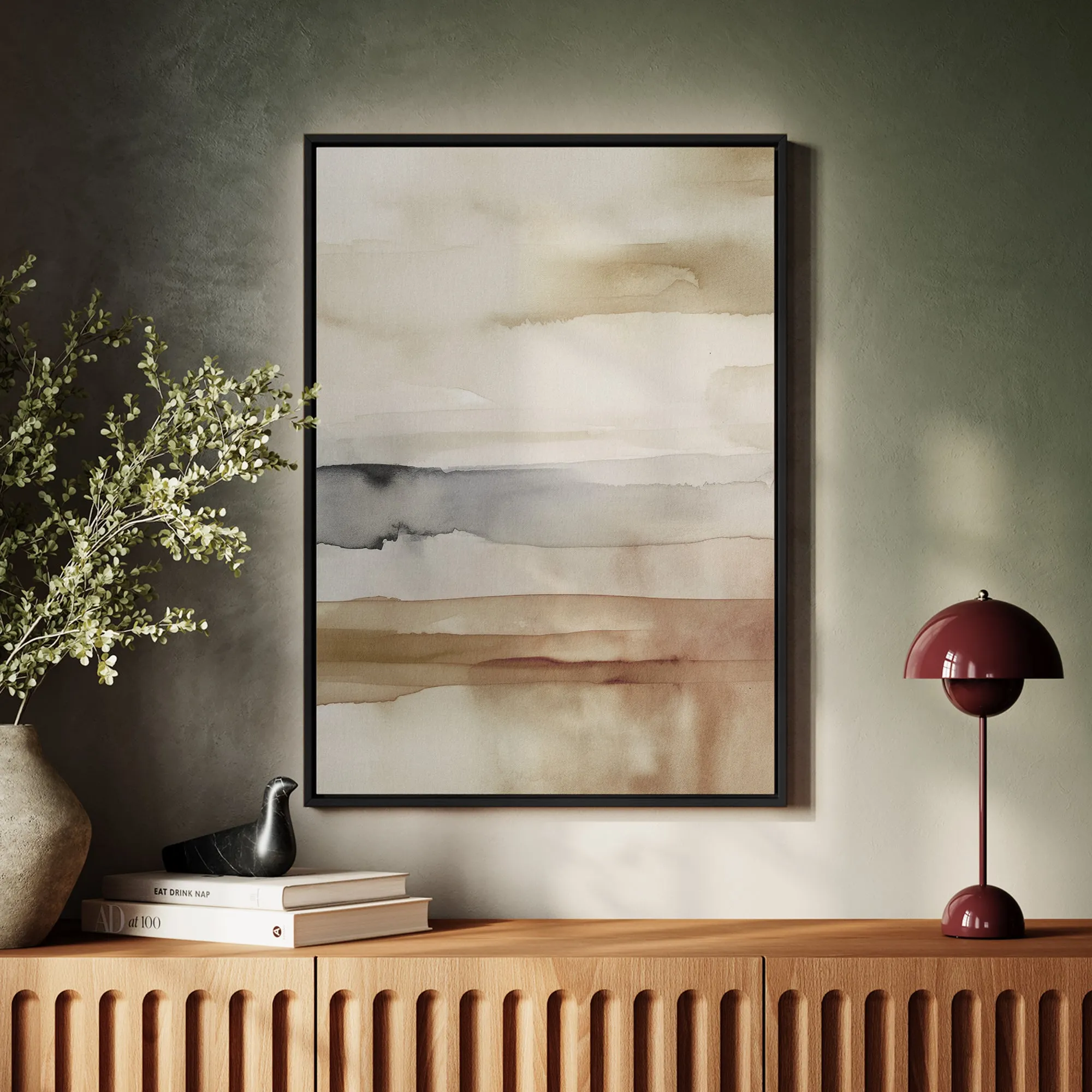 Canvas Wall Art Stretched Over Wooden Frame with Floating Frame and Brown Sky Painting CV4133