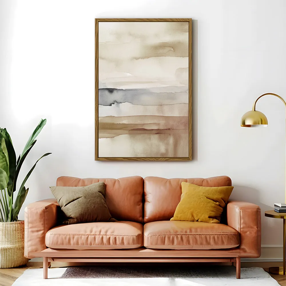 Canvas Wall Art Stretched Over Wooden Frame with Floating Frame and Brown Sky Painting CV4133