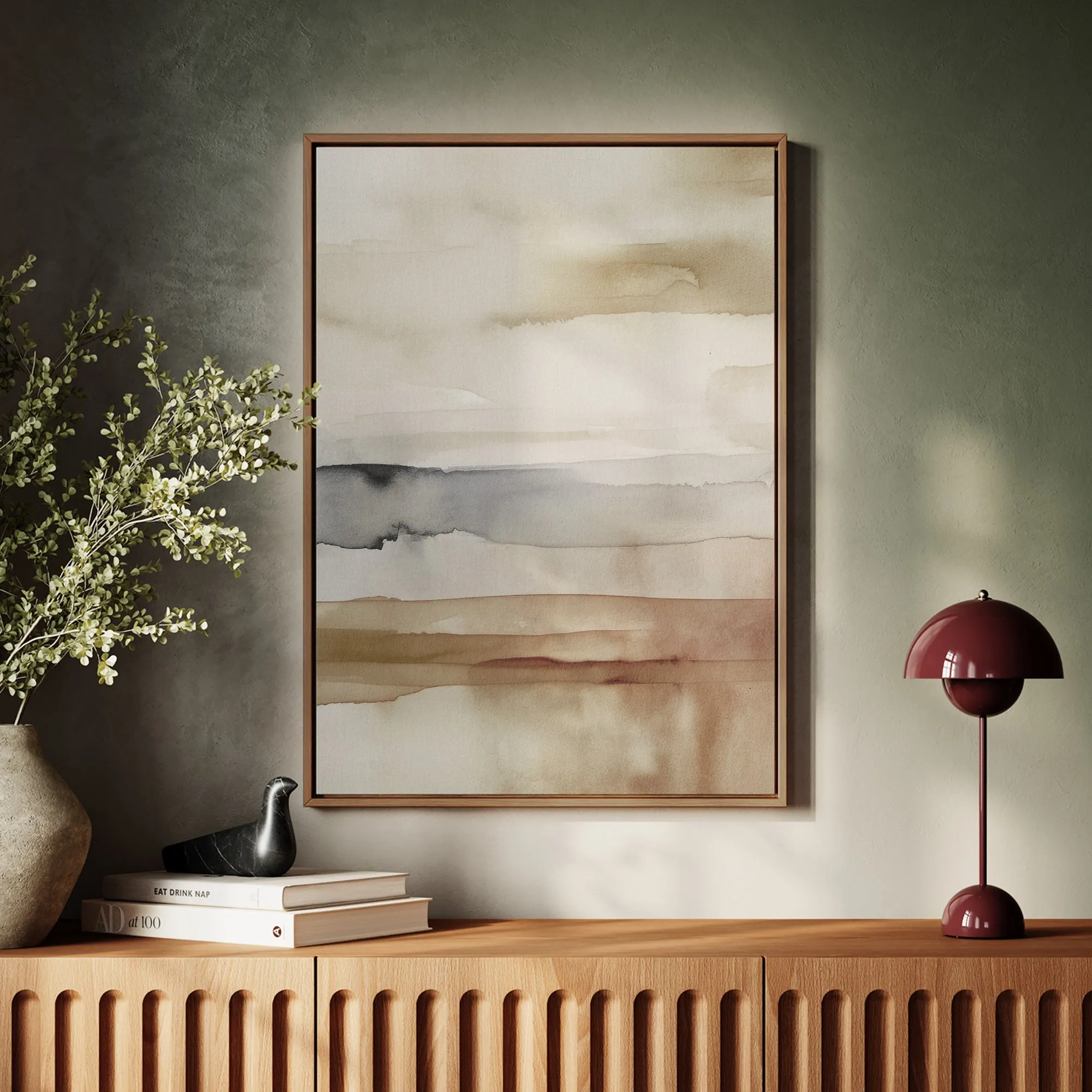 Canvas Wall Art Stretched Over Wooden Frame with Floating Frame and Brown Sky Painting CV4133