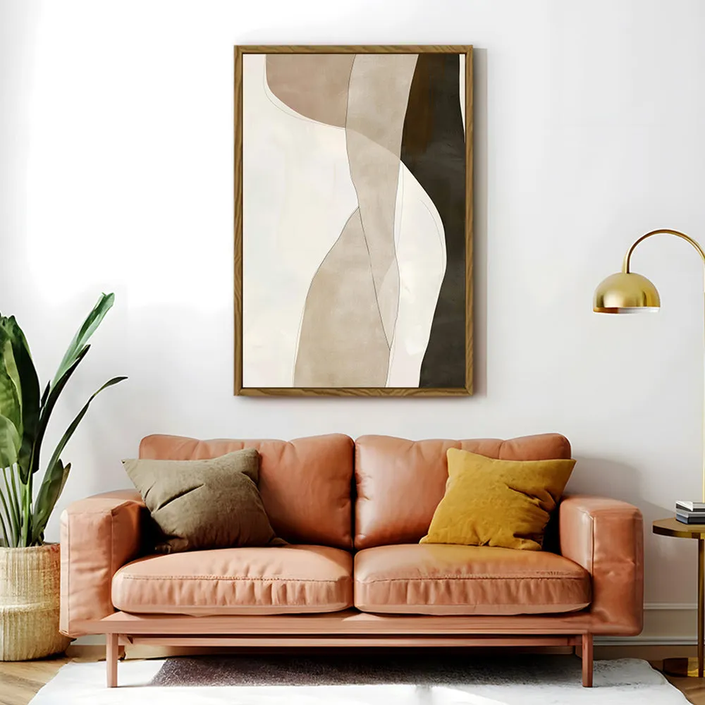 Canvas Wall Art Stretched Over Wooden Frame with Floating Frame and Desert Abstract Painting CV4148