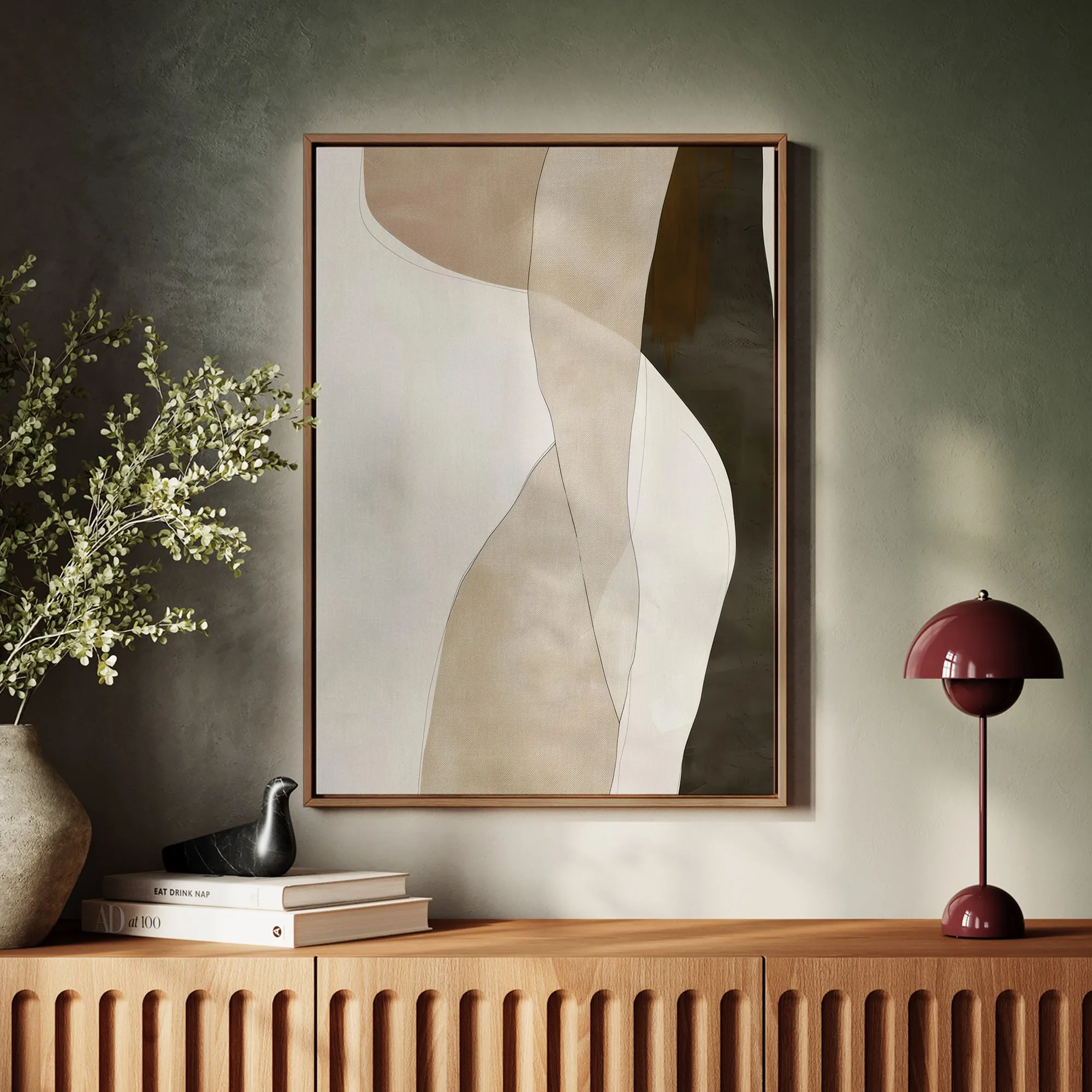 Canvas Wall Art Stretched Over Wooden Frame with Floating Frame and Desert Abstract Painting CV4148