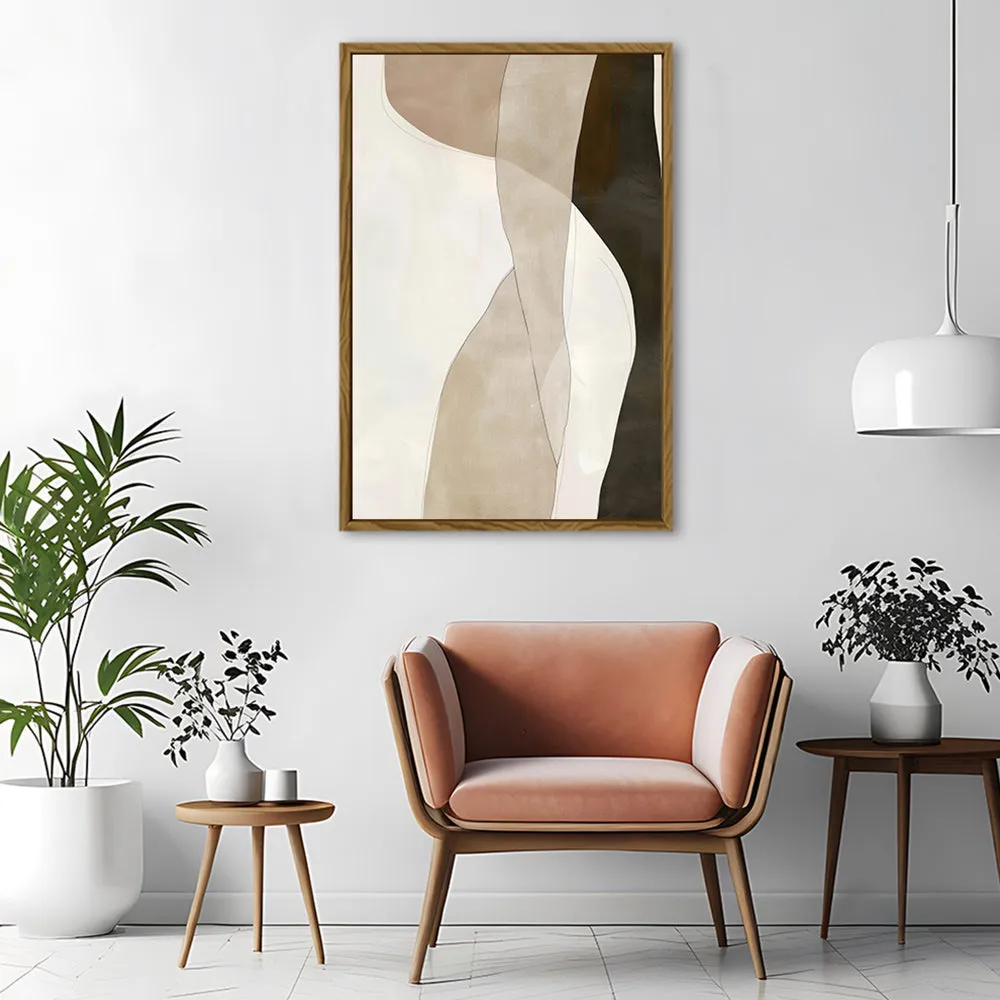 Canvas Wall Art Stretched Over Wooden Frame with Floating Frame and Desert Abstract Painting CV4148