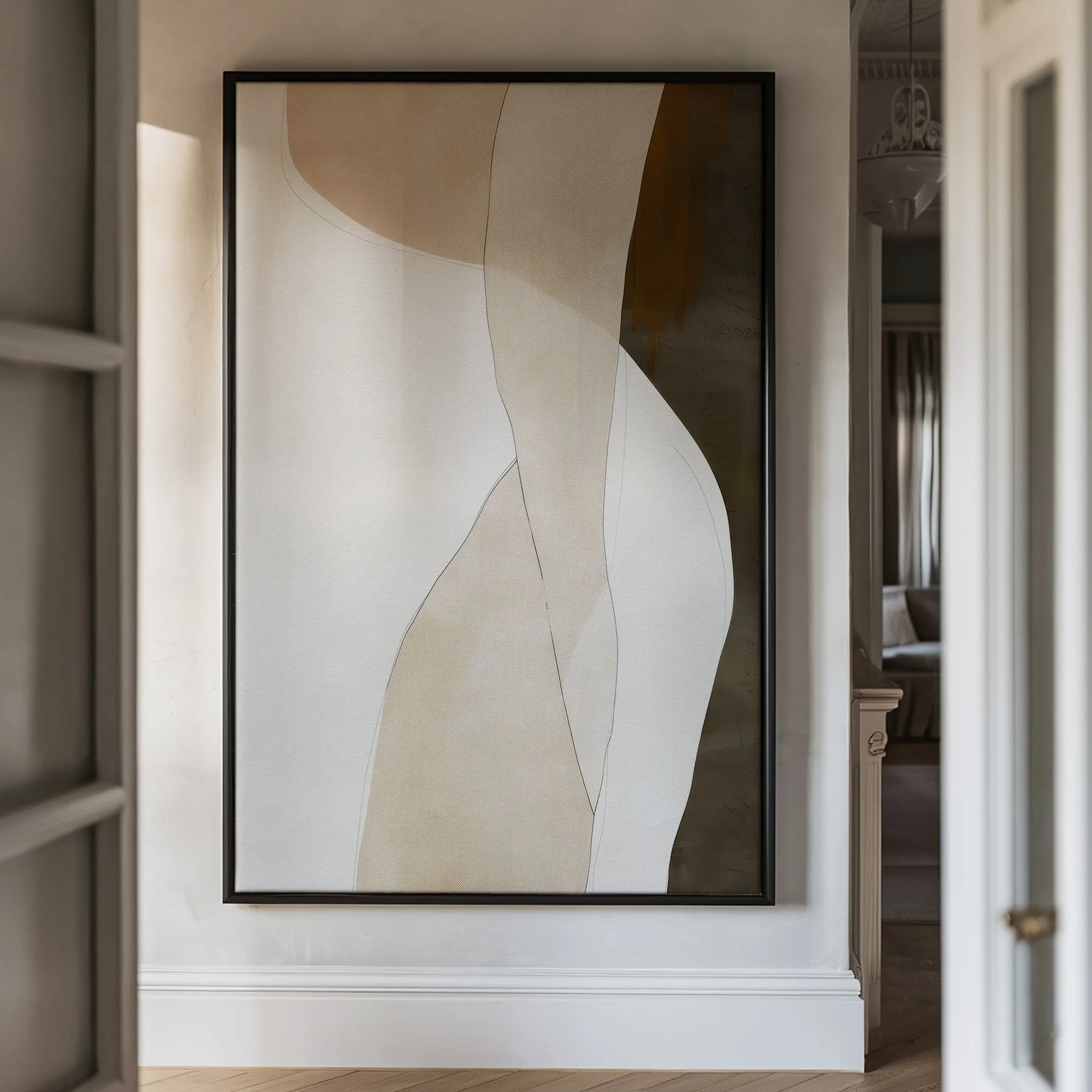Canvas Wall Art Stretched Over Wooden Frame with Floating Frame and Desert Abstract Painting CV4148