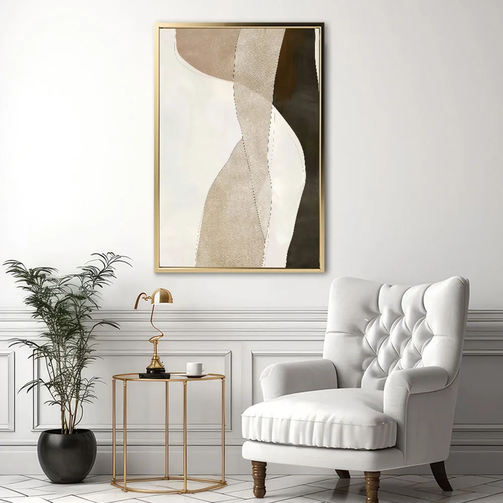 Canvas Wall Art Stretched Over Wooden Frame with Floating Frame and Desert Abstract Painting CV4148