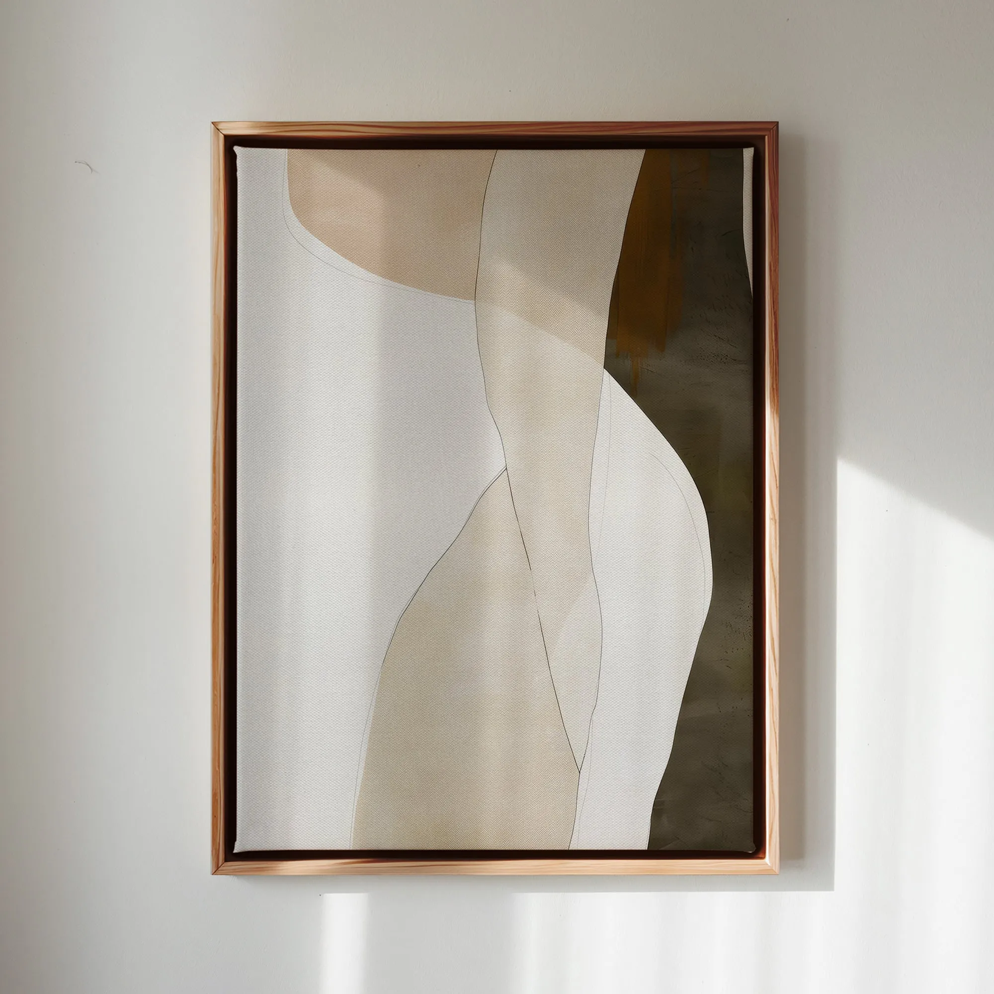 Canvas Wall Art Stretched Over Wooden Frame with Floating Frame and Desert Abstract Painting CV4148