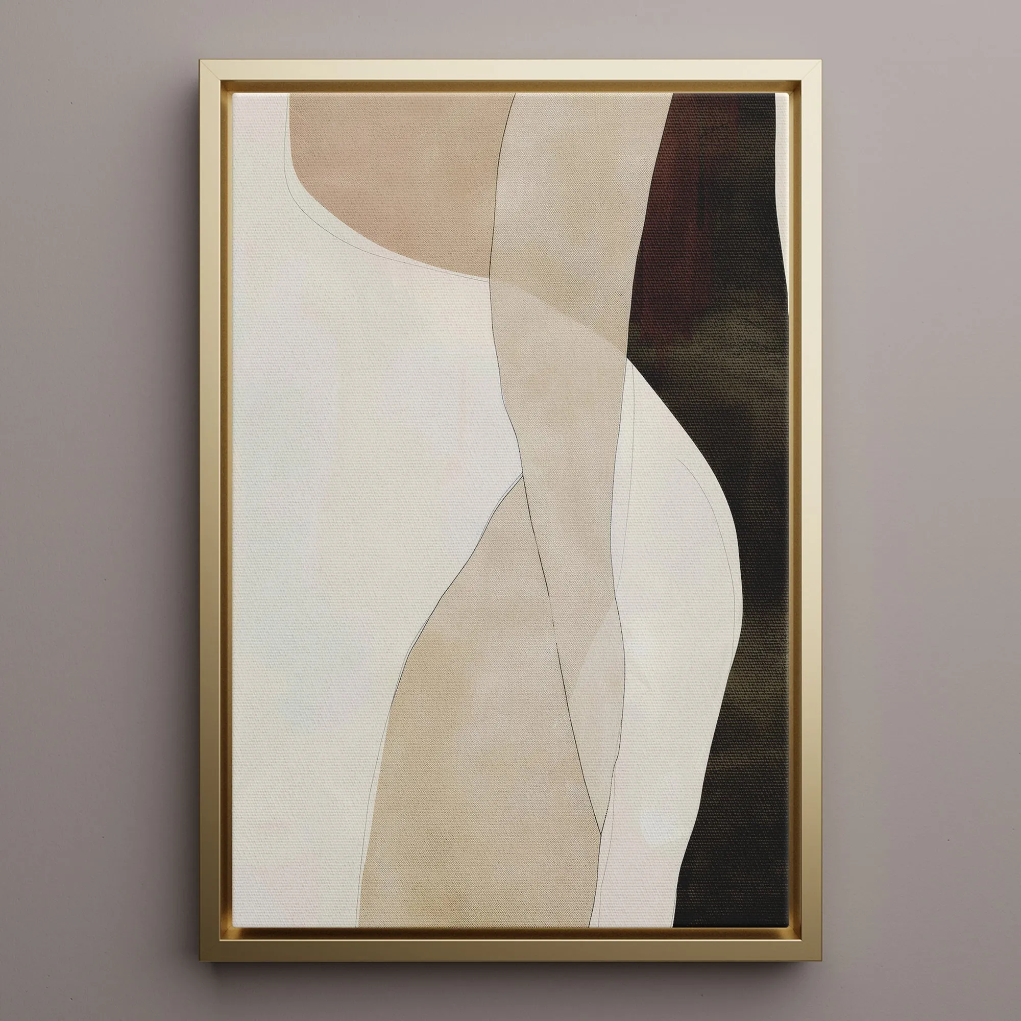 Canvas Wall Art Stretched Over Wooden Frame with Floating Frame and Desert Abstract Painting CV4148