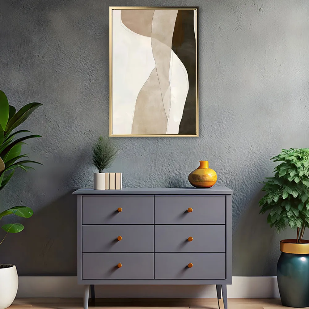 Canvas Wall Art Stretched Over Wooden Frame with Floating Frame and Desert Abstract Painting CV4148