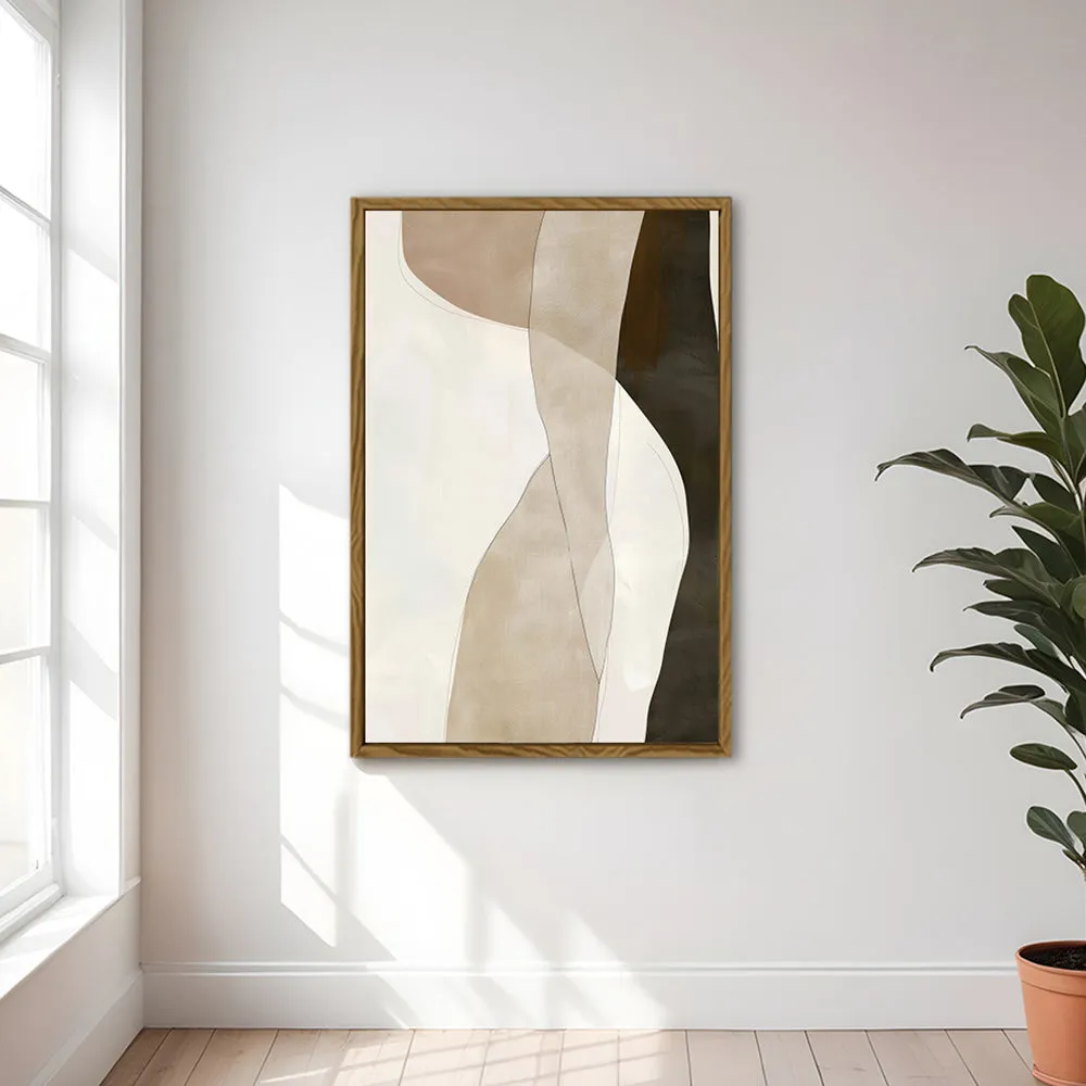 Canvas Wall Art Stretched Over Wooden Frame with Floating Frame and Desert Abstract Painting CV4148