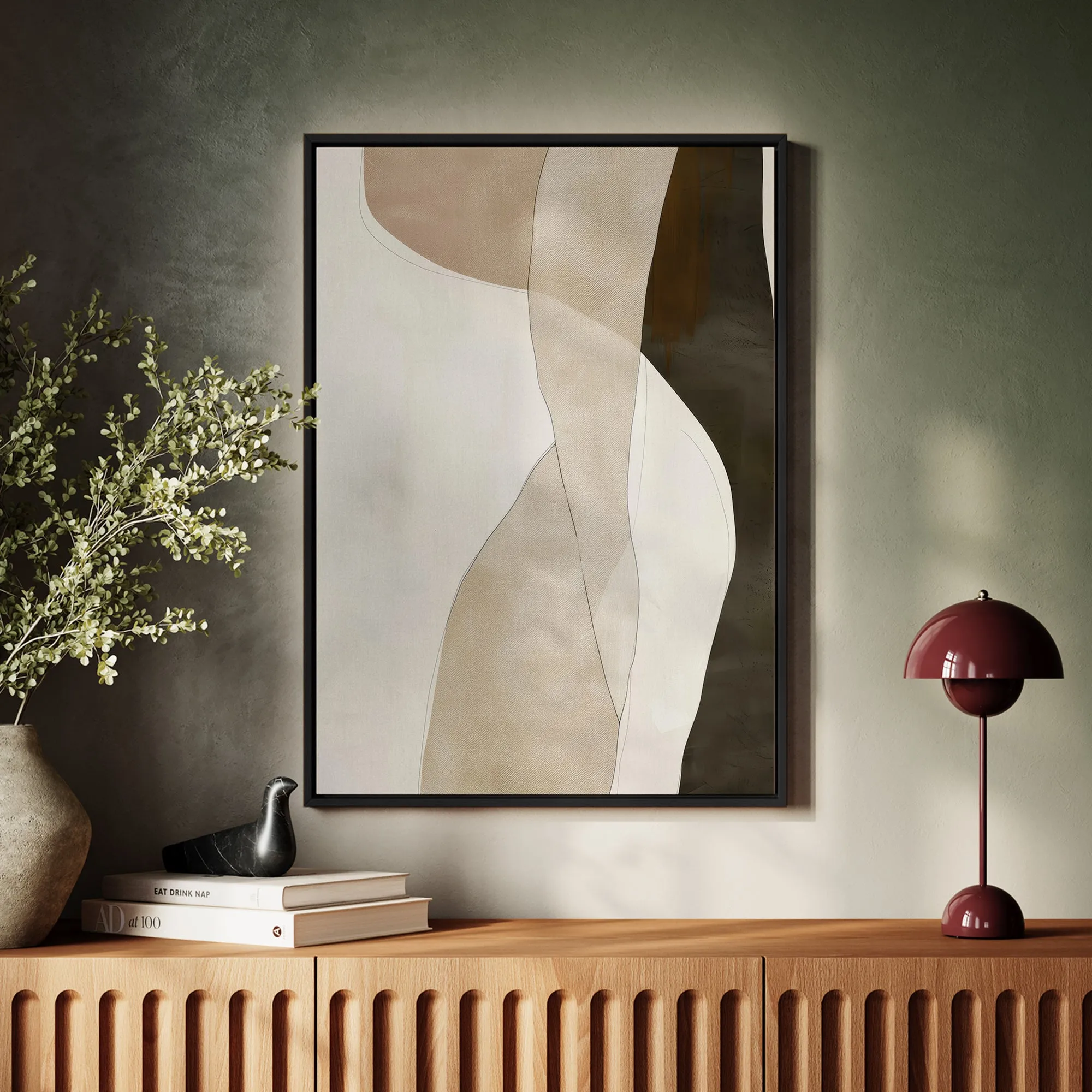 Canvas Wall Art Stretched Over Wooden Frame with Floating Frame and Desert Abstract Painting CV4148