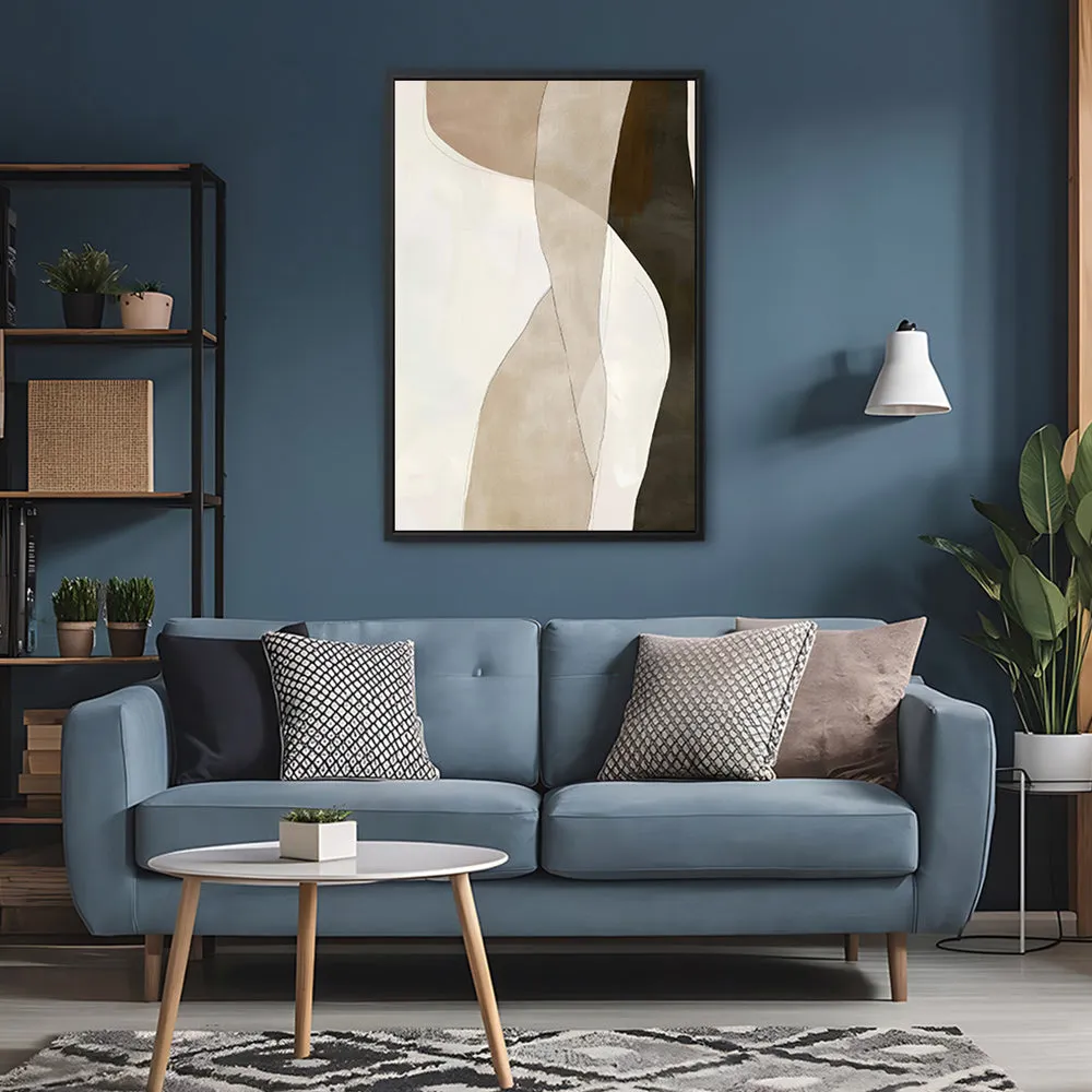 Canvas Wall Art Stretched Over Wooden Frame with Floating Frame and Desert Abstract Painting CV4148
