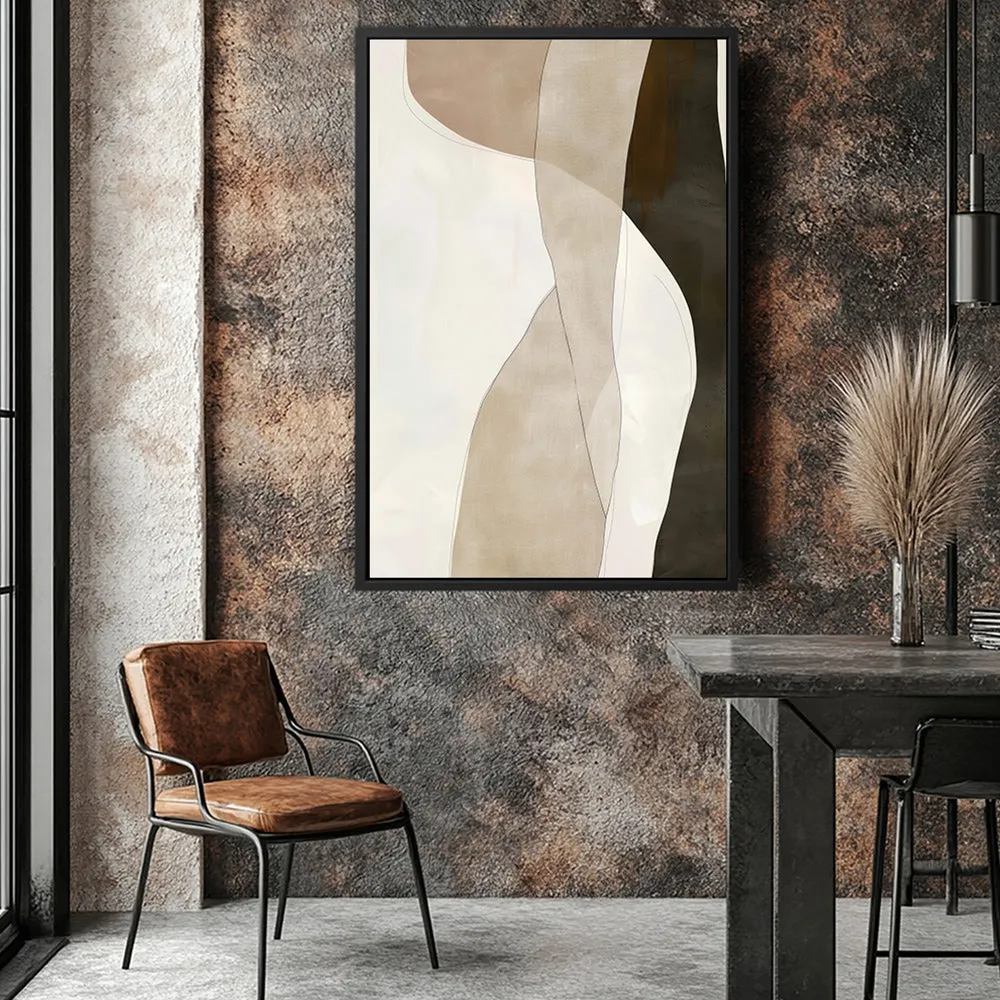 Canvas Wall Art Stretched Over Wooden Frame with Floating Frame and Desert Abstract Painting CV4148