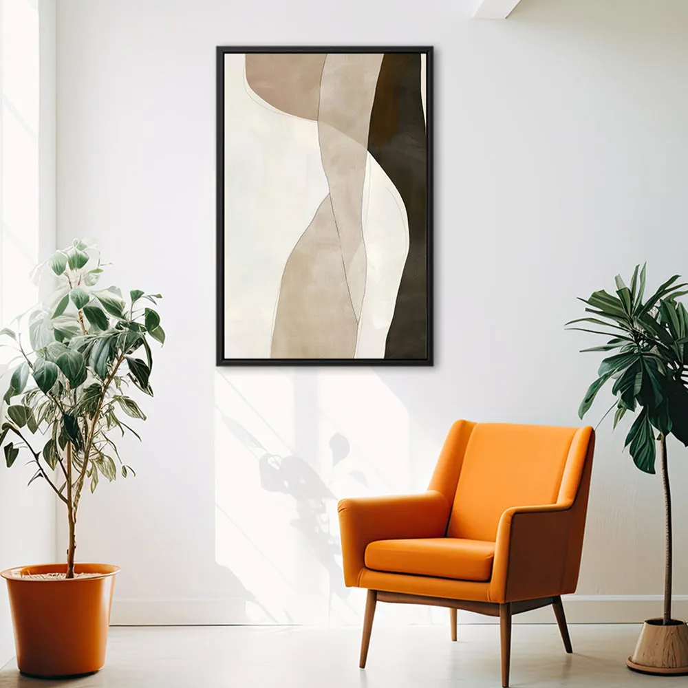 Canvas Wall Art Stretched Over Wooden Frame with Floating Frame and Desert Abstract Painting CV4148