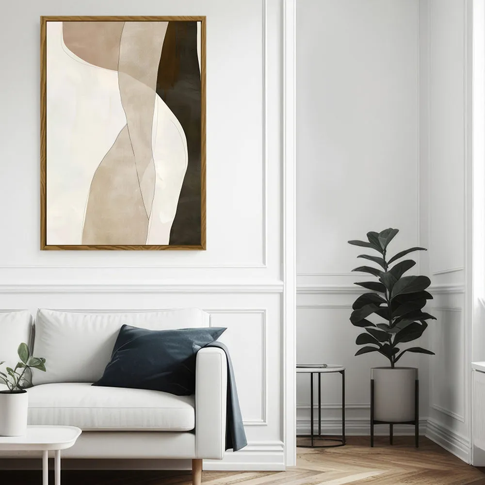 Canvas Wall Art Stretched Over Wooden Frame with Floating Frame and Desert Abstract Painting CV4148