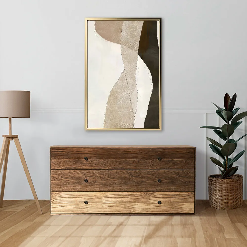 Canvas Wall Art Stretched Over Wooden Frame with Floating Frame and Desert Abstract Painting CV4148