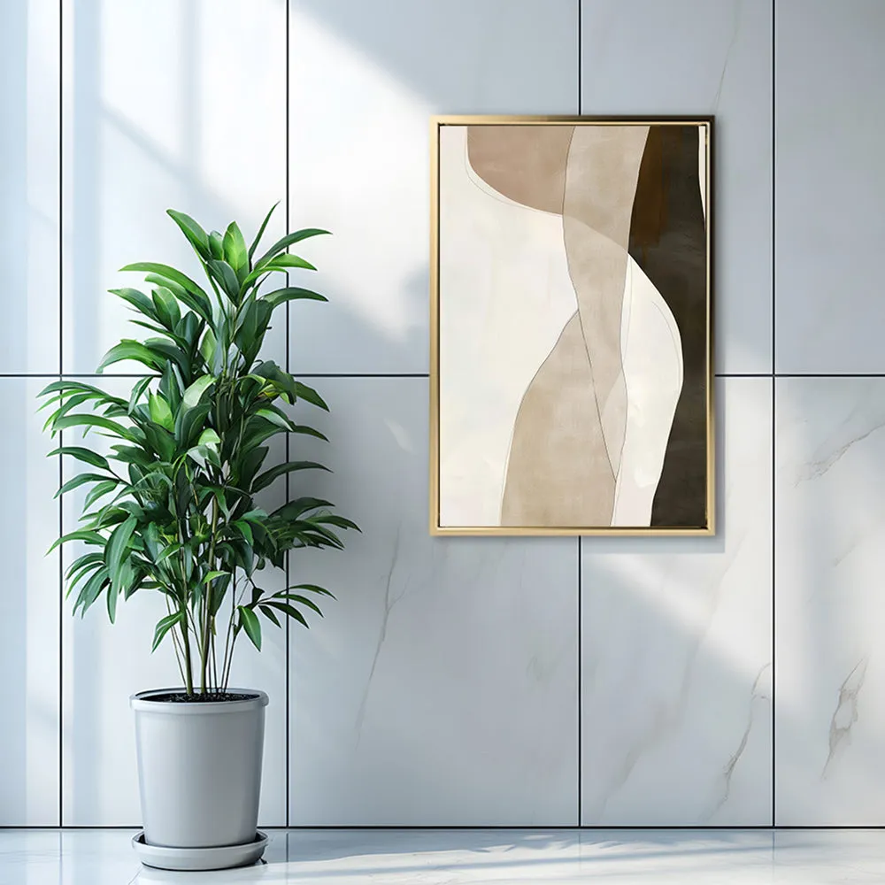 Canvas Wall Art Stretched Over Wooden Frame with Floating Frame and Desert Abstract Painting CV4148