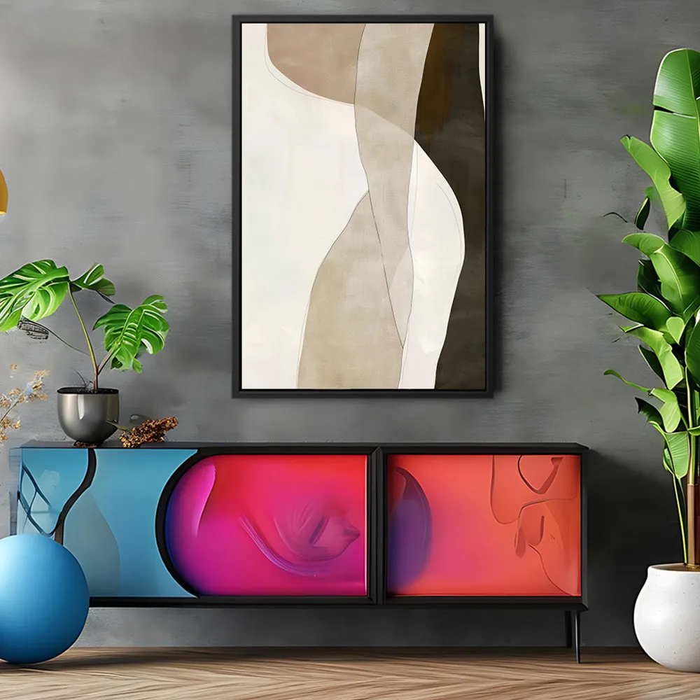 Canvas Wall Art Stretched Over Wooden Frame with Floating Frame and Desert Abstract Painting CV4148