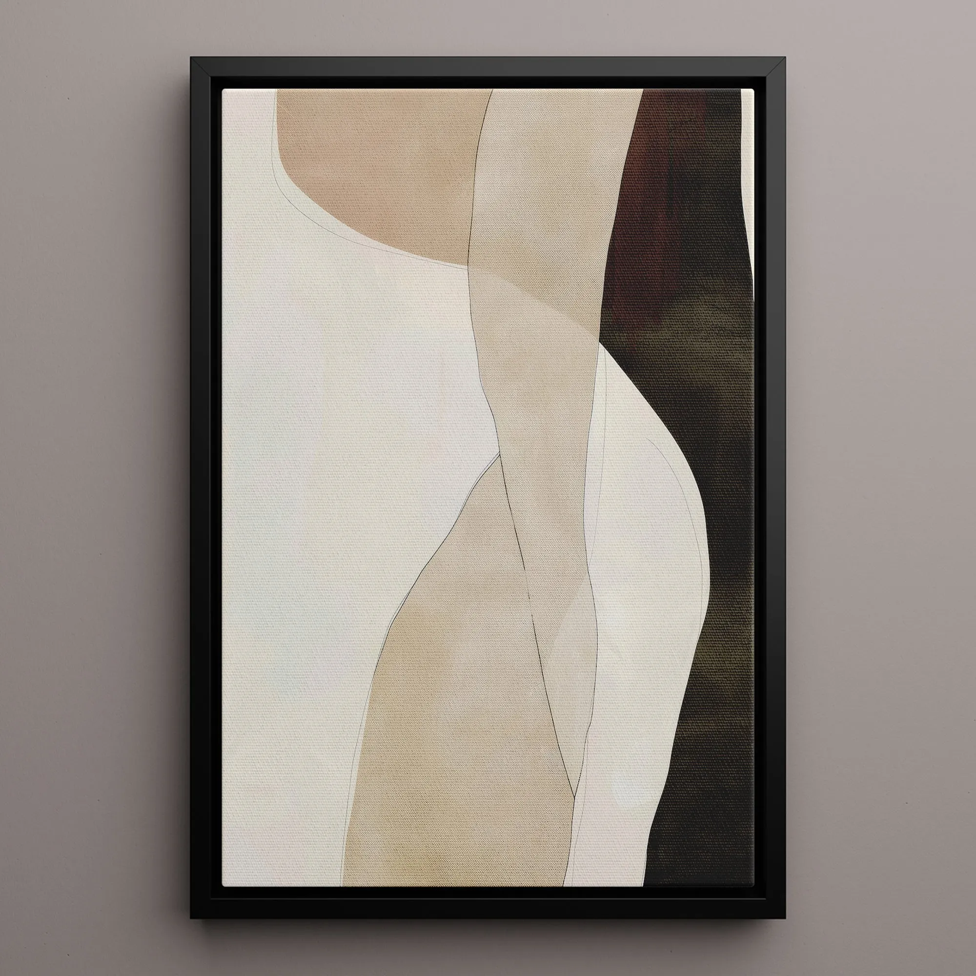 Canvas Wall Art Stretched Over Wooden Frame with Floating Frame and Desert Abstract Painting CV4148
