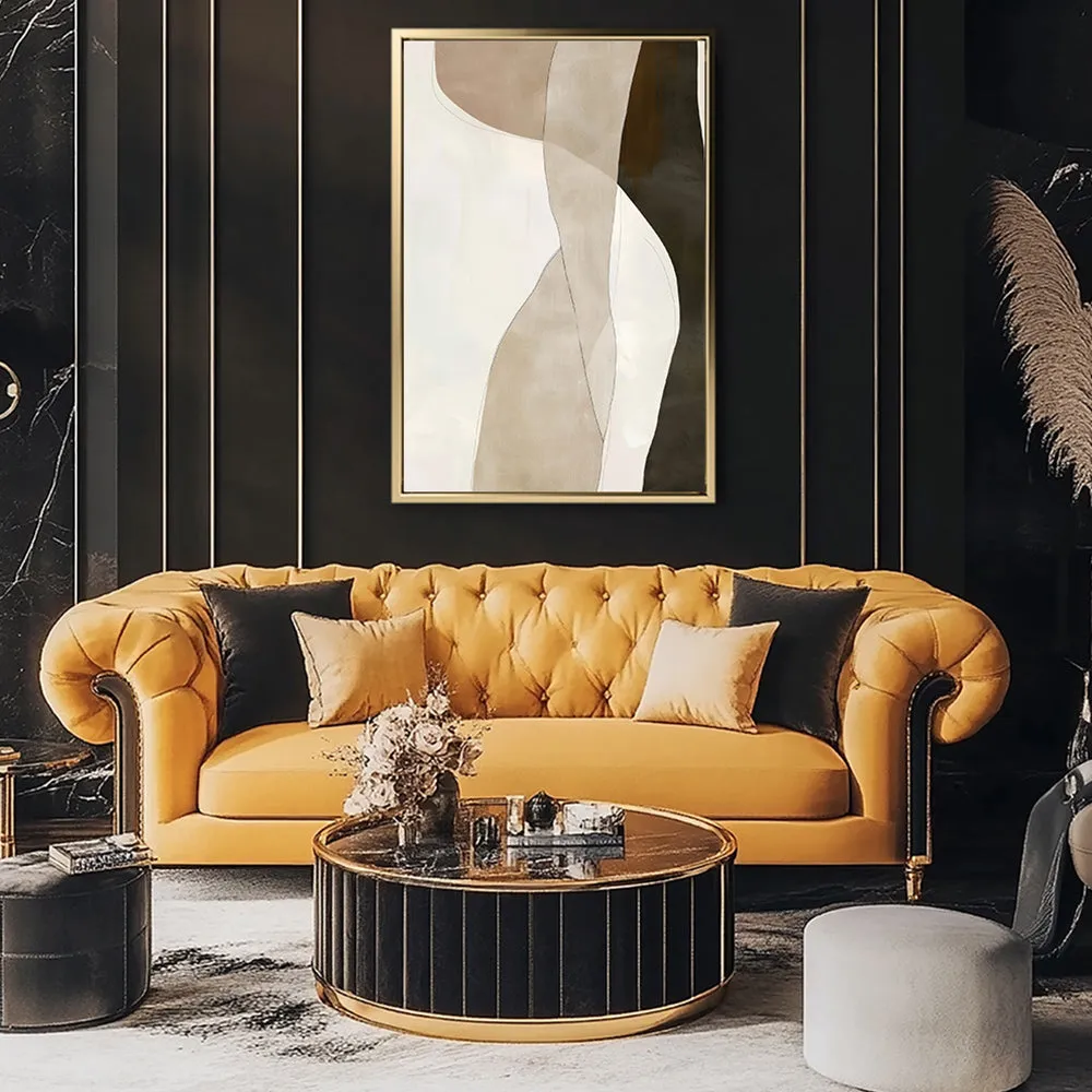 Canvas Wall Art Stretched Over Wooden Frame with Floating Frame and Desert Abstract Painting CV4148
