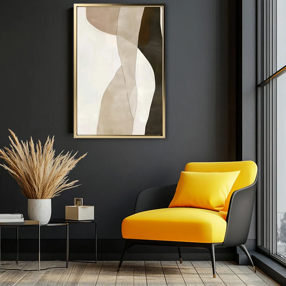 Canvas Wall Art Stretched Over Wooden Frame with Floating Frame and Desert Abstract Painting CV4148