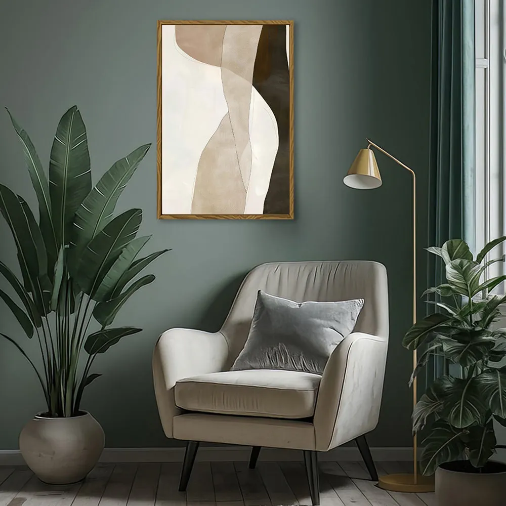 Canvas Wall Art Stretched Over Wooden Frame with Floating Frame and Desert Abstract Painting CV4148