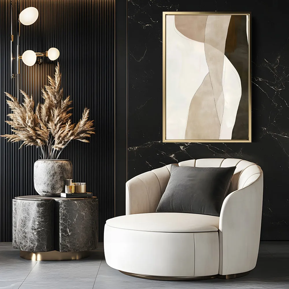 Canvas Wall Art Stretched Over Wooden Frame with Floating Frame and Desert Abstract Painting CV4148