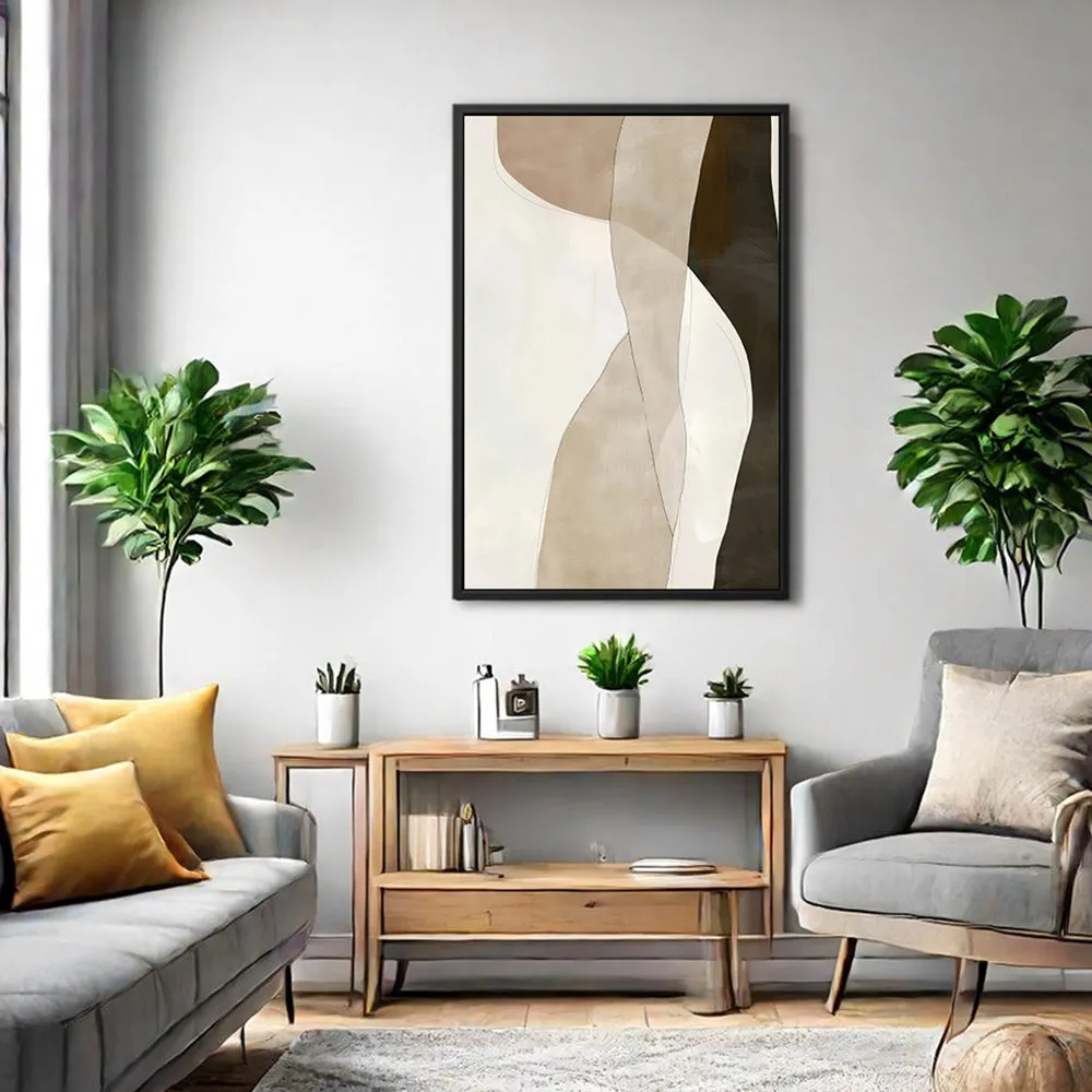 Canvas Wall Art Stretched Over Wooden Frame with Floating Frame and Desert Abstract Painting CV4148