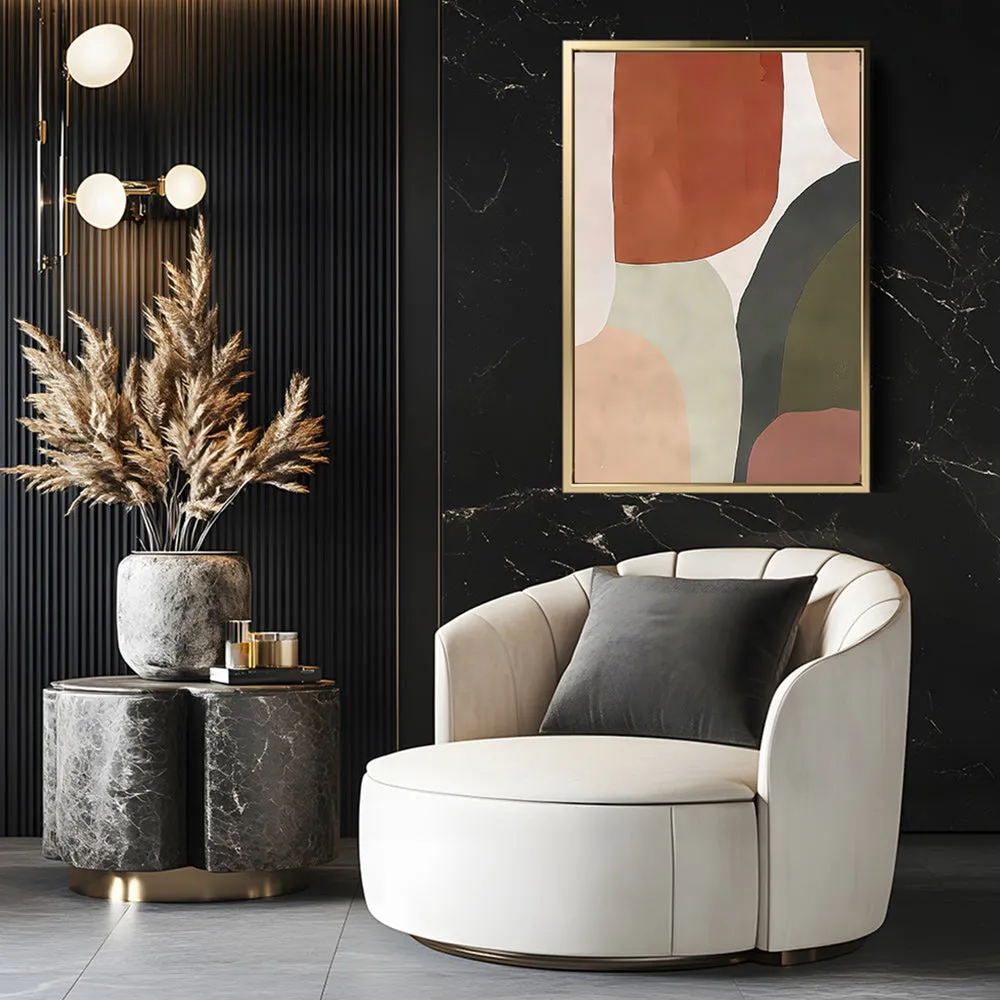 Canvas Wall Art Stretched Over Wooden Frame with Floating Frame and Earth Tones Abstract Painting CV4150