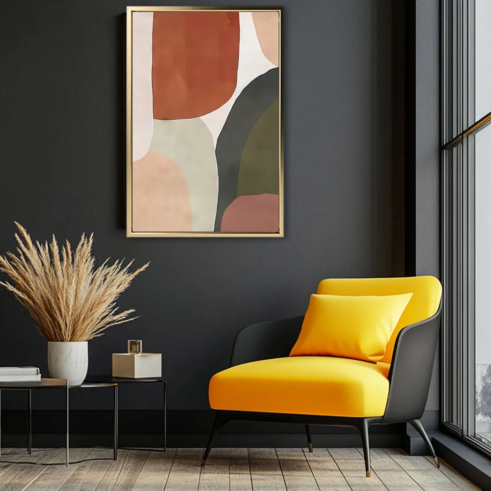 Canvas Wall Art Stretched Over Wooden Frame with Floating Frame and Earth Tones Abstract Painting CV4150