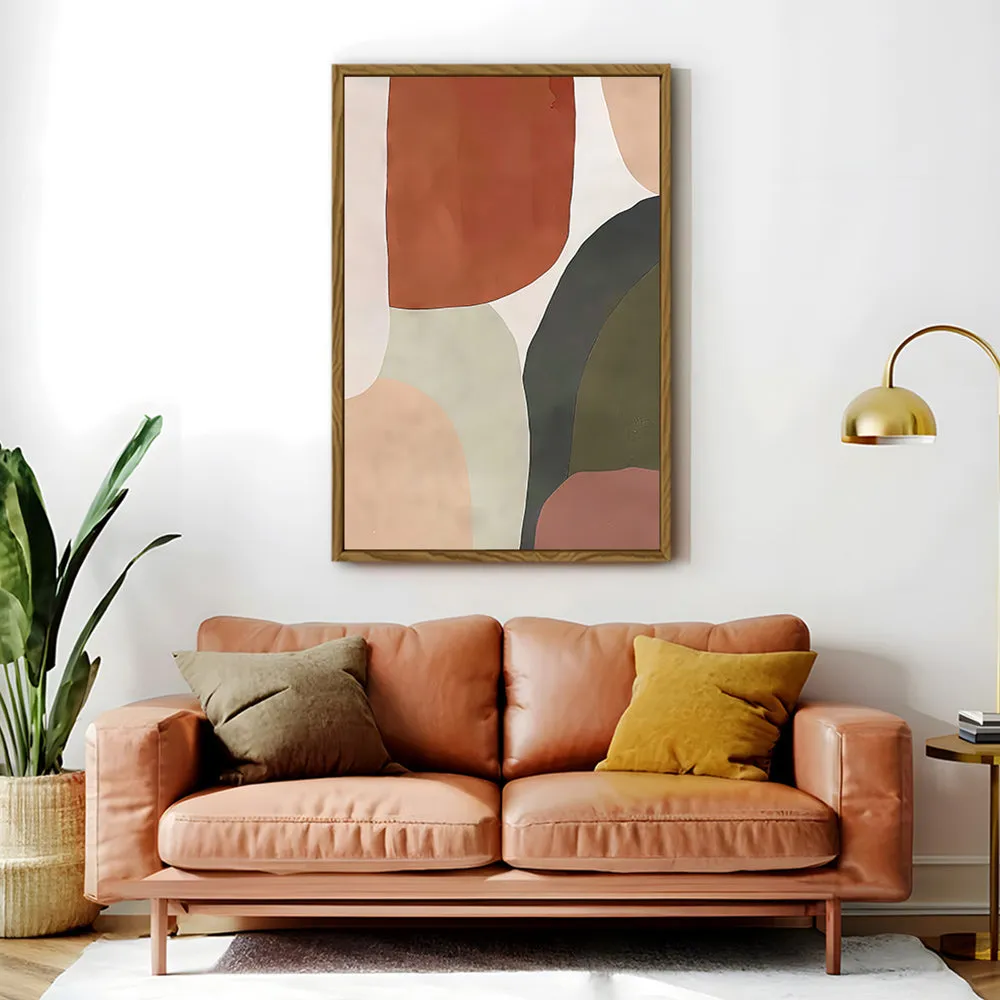 Canvas Wall Art Stretched Over Wooden Frame with Floating Frame and Earth Tones Abstract Painting CV4150