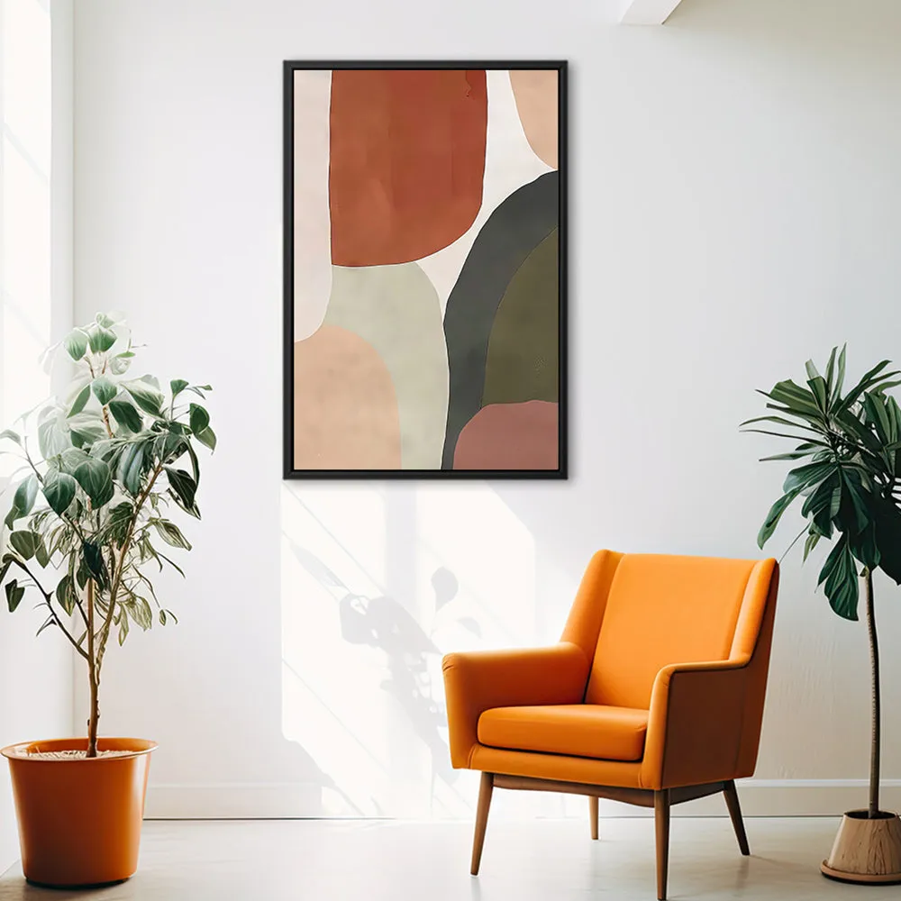 Canvas Wall Art Stretched Over Wooden Frame with Floating Frame and Earth Tones Abstract Painting CV4150