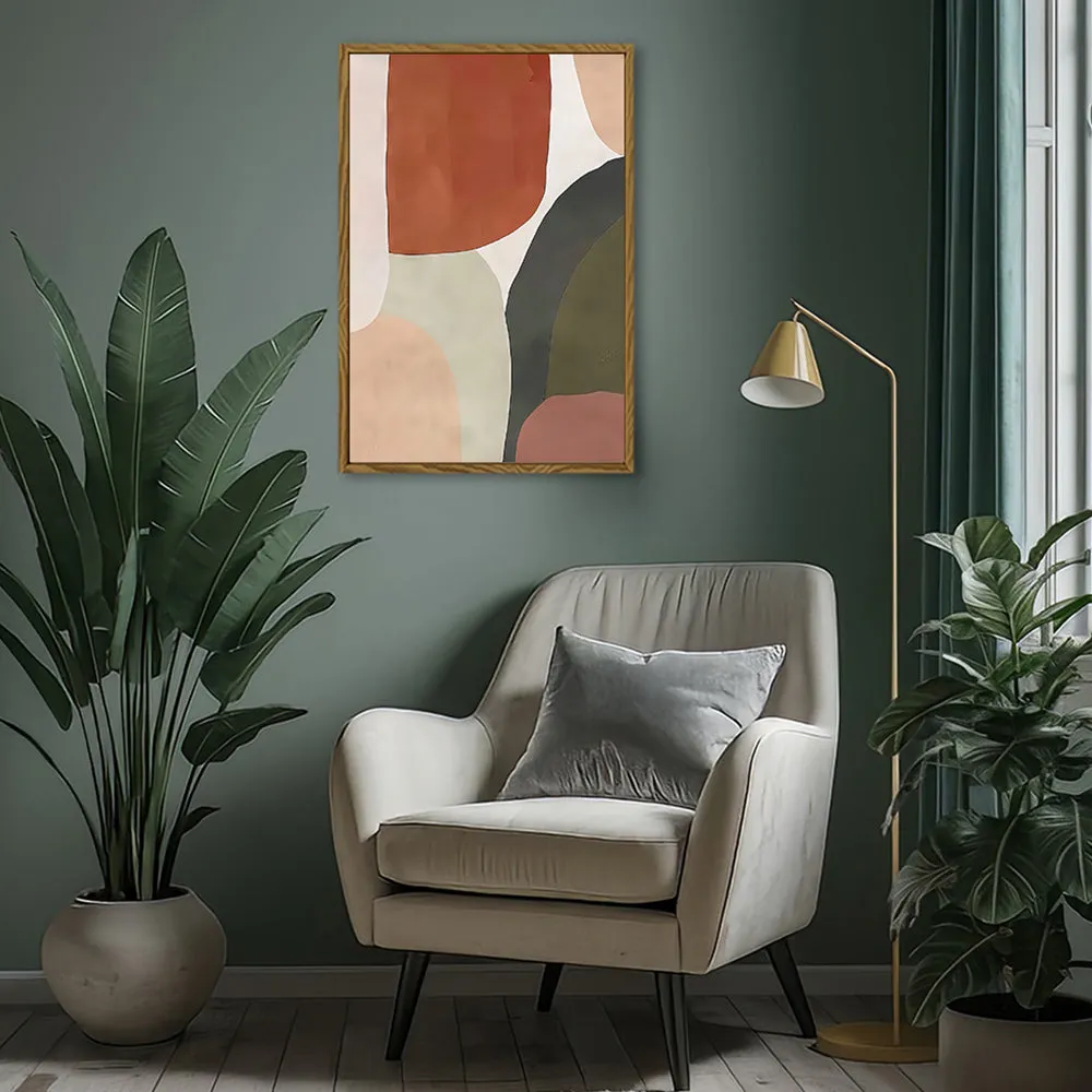 Canvas Wall Art Stretched Over Wooden Frame with Floating Frame and Earth Tones Abstract Painting CV4150