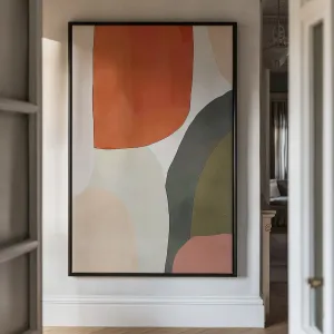 Canvas Wall Art Stretched Over Wooden Frame with Floating Frame and Earth Tones Abstract Painting CV4150