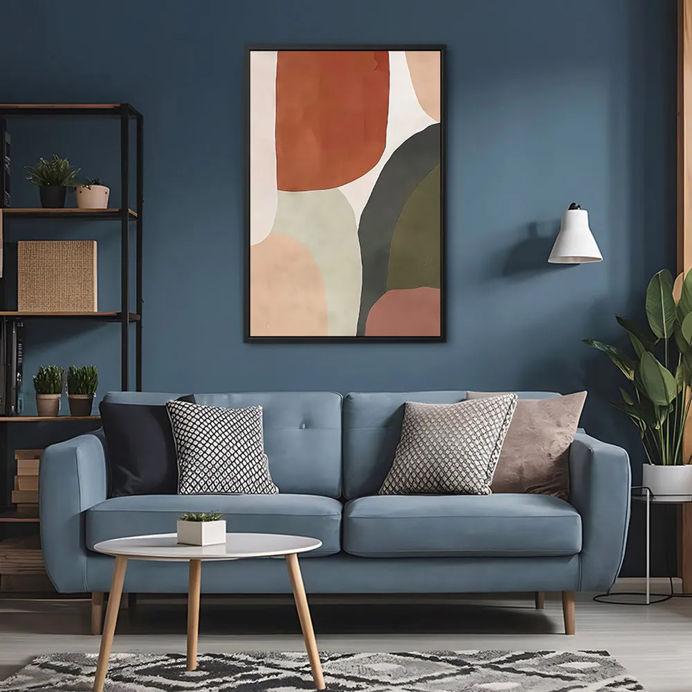 Canvas Wall Art Stretched Over Wooden Frame with Floating Frame and Earth Tones Abstract Painting CV4150