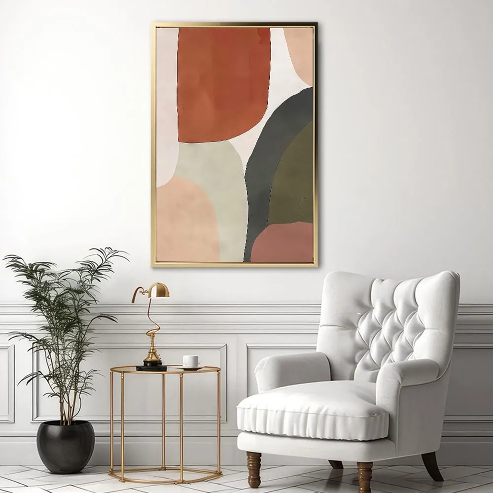 Canvas Wall Art Stretched Over Wooden Frame with Floating Frame and Earth Tones Abstract Painting CV4150
