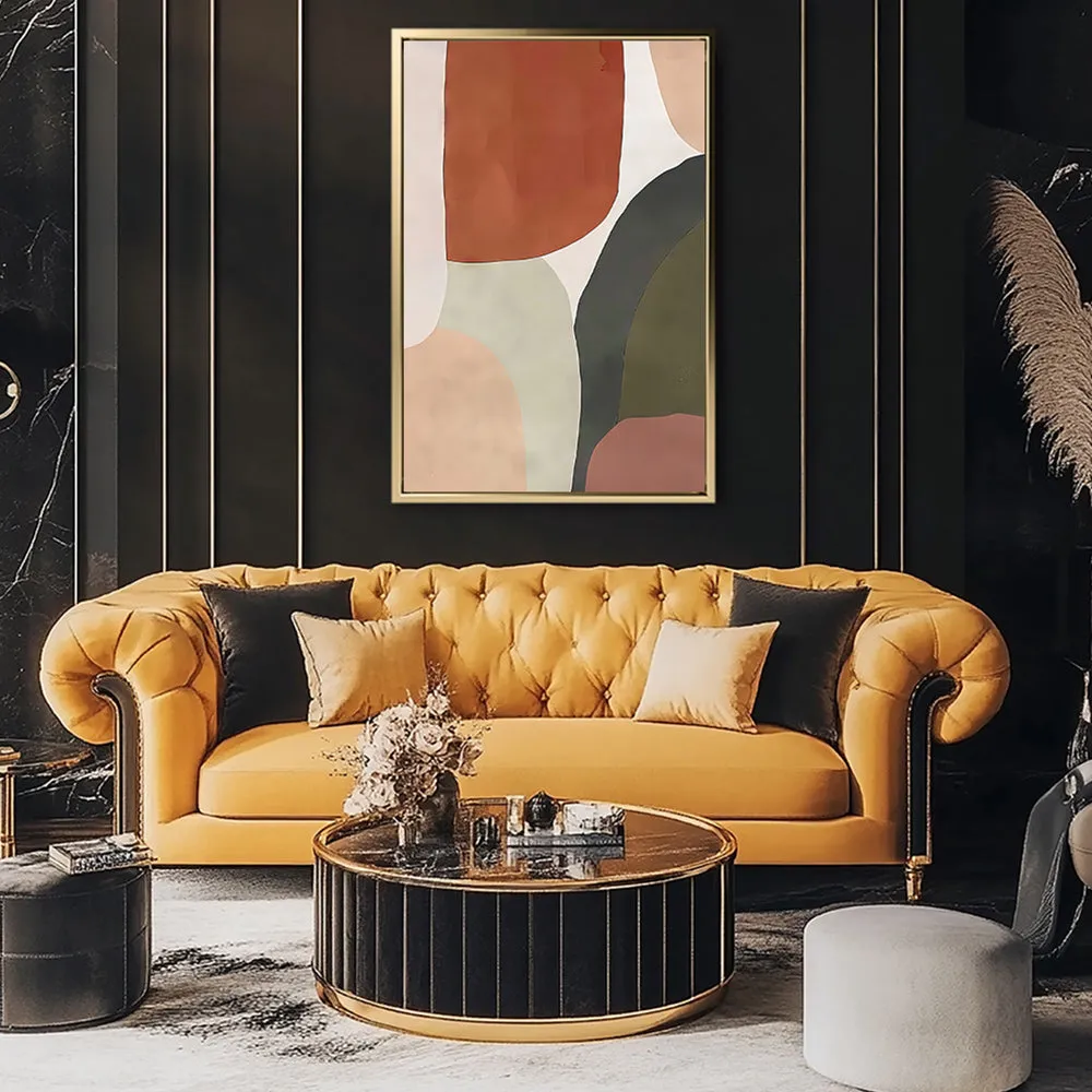 Canvas Wall Art Stretched Over Wooden Frame with Floating Frame and Earth Tones Abstract Painting CV4150