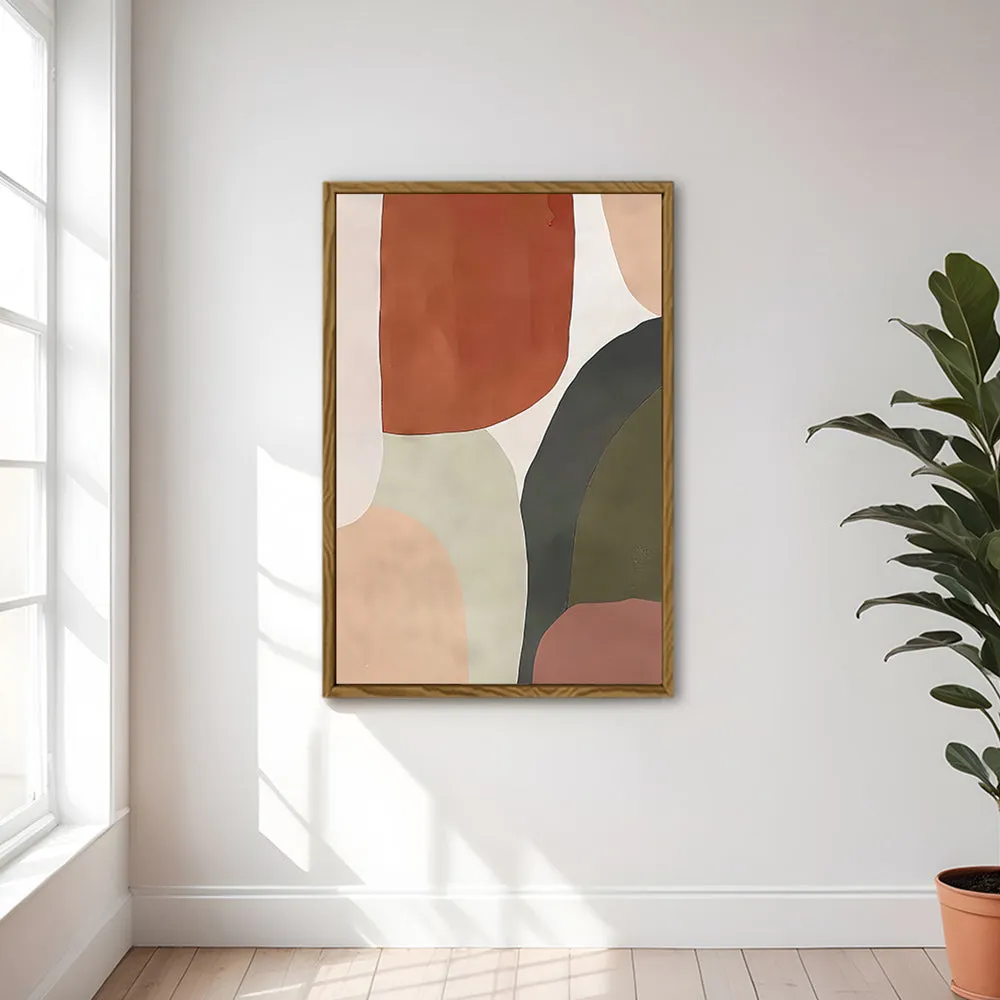 Canvas Wall Art Stretched Over Wooden Frame with Floating Frame and Earth Tones Abstract Painting CV4150