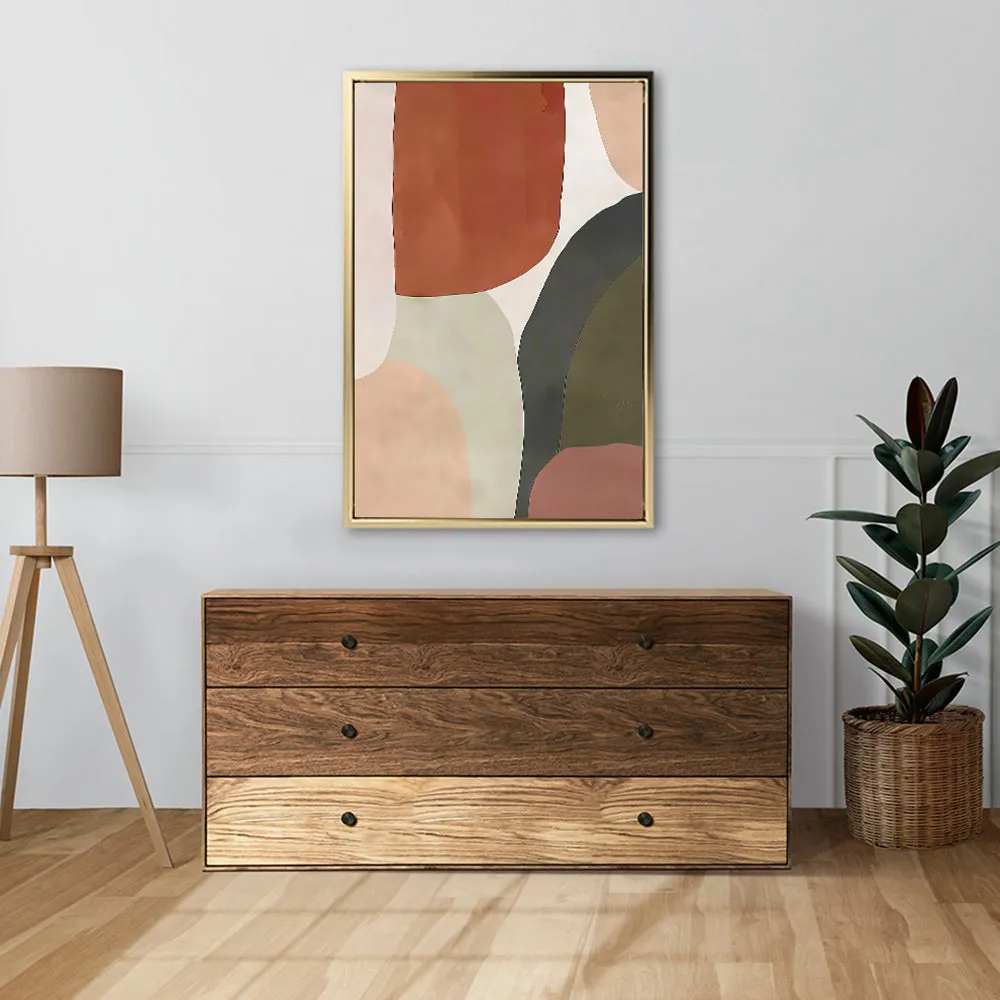 Canvas Wall Art Stretched Over Wooden Frame with Floating Frame and Earth Tones Abstract Painting CV4150