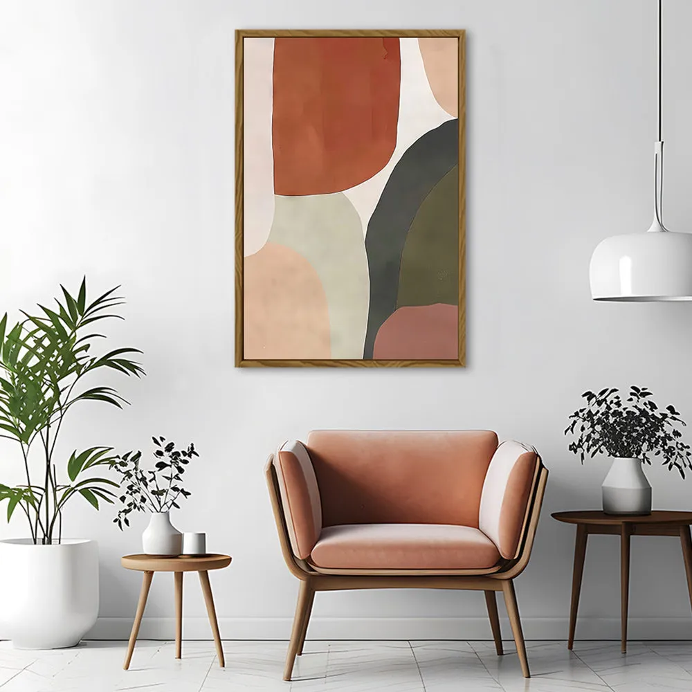 Canvas Wall Art Stretched Over Wooden Frame with Floating Frame and Earth Tones Abstract Painting CV4150