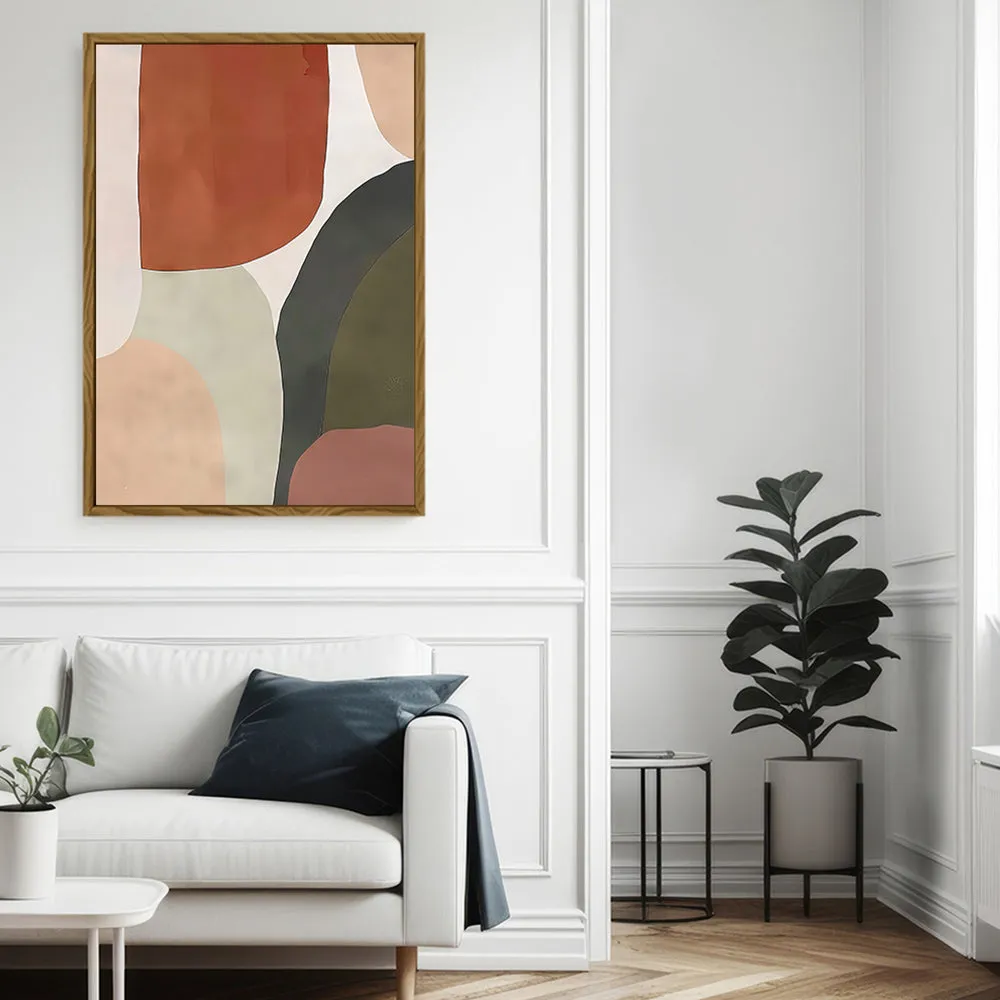 Canvas Wall Art Stretched Over Wooden Frame with Floating Frame and Earth Tones Abstract Painting CV4150