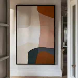 Canvas Wall Art Stretched Over Wooden Frame with Floating Frame and Earth Tones Abstract Painting CV4151