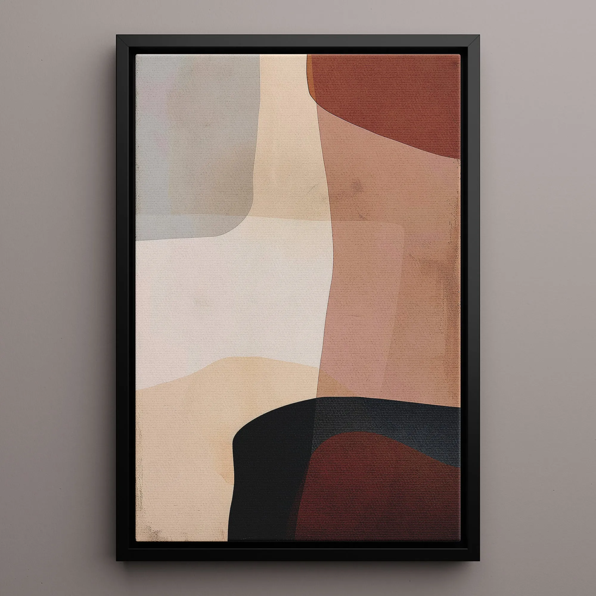 Canvas Wall Art Stretched Over Wooden Frame with Floating Frame and Earth Tones Abstract Painting CV4151