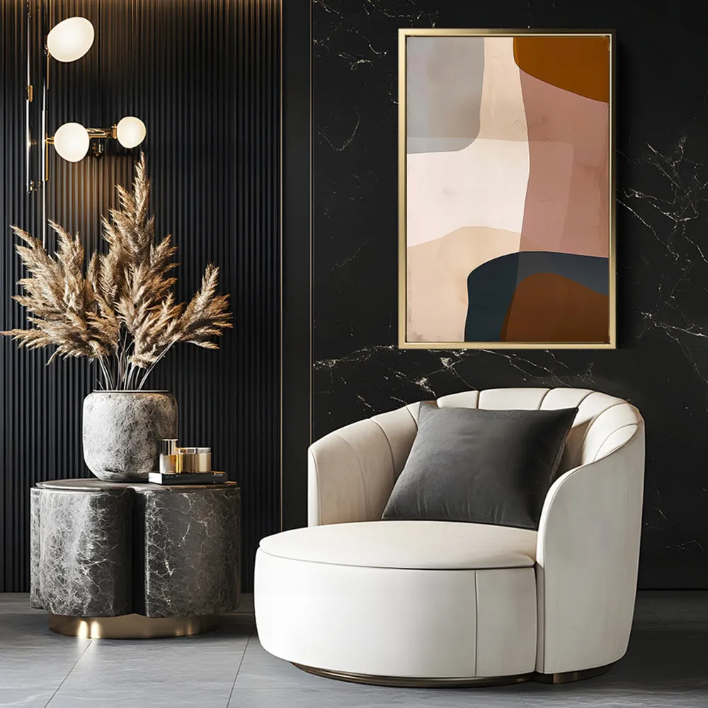 Canvas Wall Art Stretched Over Wooden Frame with Floating Frame and Earth Tones Abstract Painting CV4151