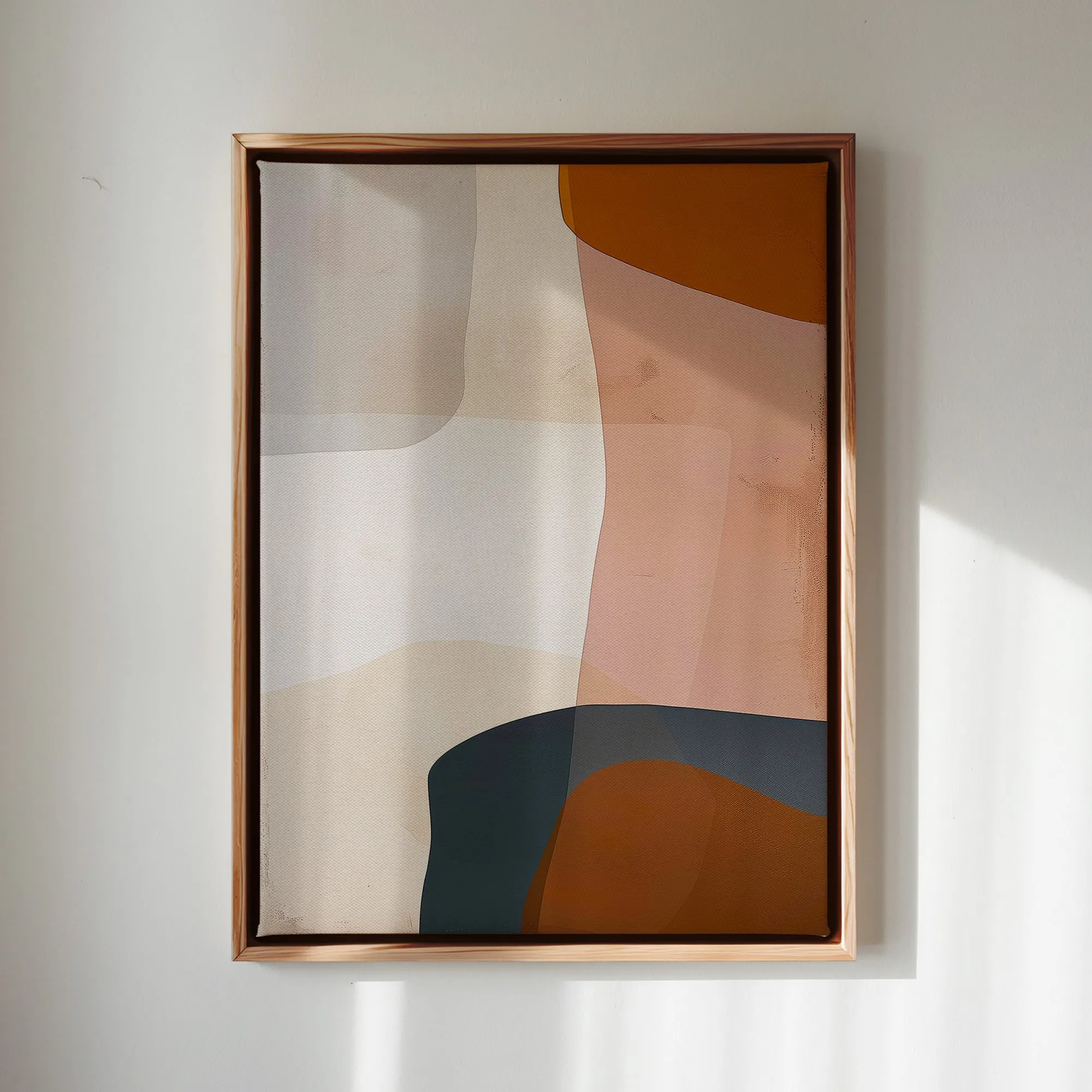 Canvas Wall Art Stretched Over Wooden Frame with Floating Frame and Earth Tones Abstract Painting CV4151