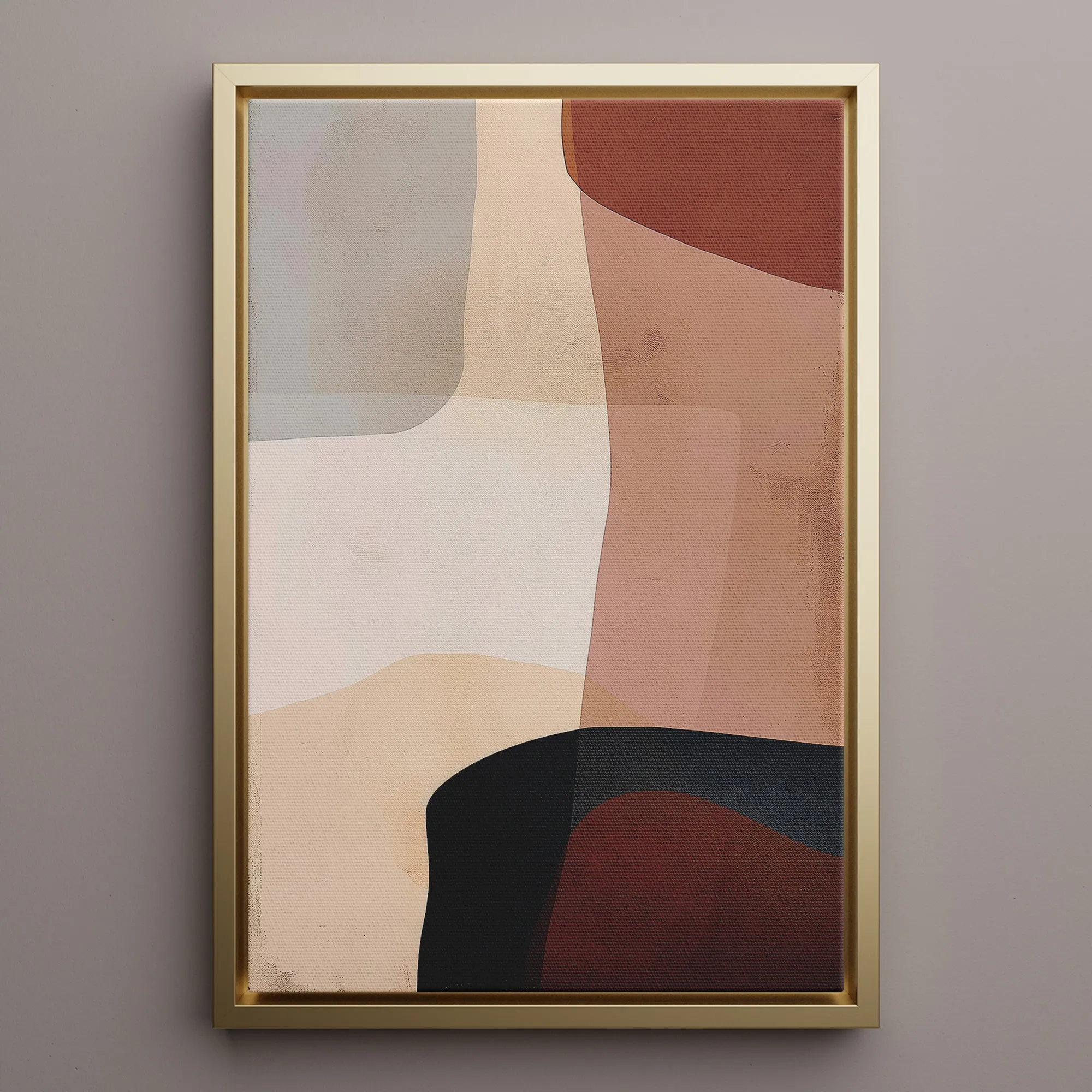 Canvas Wall Art Stretched Over Wooden Frame with Floating Frame and Earth Tones Abstract Painting CV4151