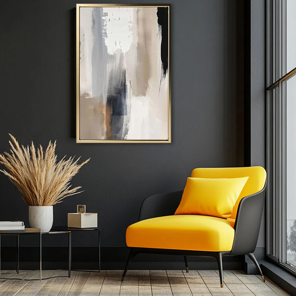 Canvas Wall Art Stretched Over Wooden Frame with Floating Frame and Earth Tones Abstract Painting CV4153