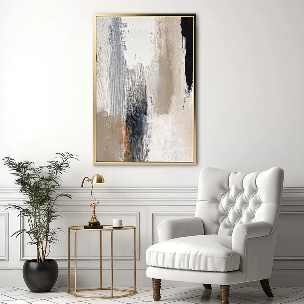 Canvas Wall Art Stretched Over Wooden Frame with Floating Frame and Earth Tones Abstract Painting CV4153