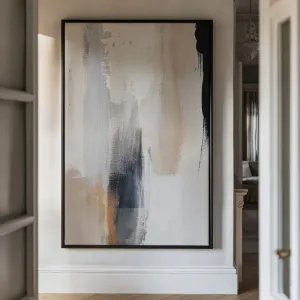 Canvas Wall Art Stretched Over Wooden Frame with Floating Frame and Earth Tones Abstract Painting CV4153