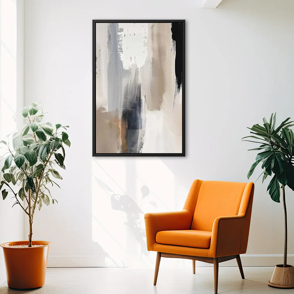 Canvas Wall Art Stretched Over Wooden Frame with Floating Frame and Earth Tones Abstract Painting CV4153